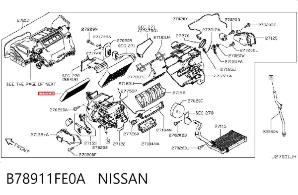 Filtro de habitáculo B78911FE0A Nissan/Infiniti
