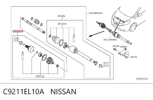 Junta homocinetica C9211EL10A Nissan/Infiniti