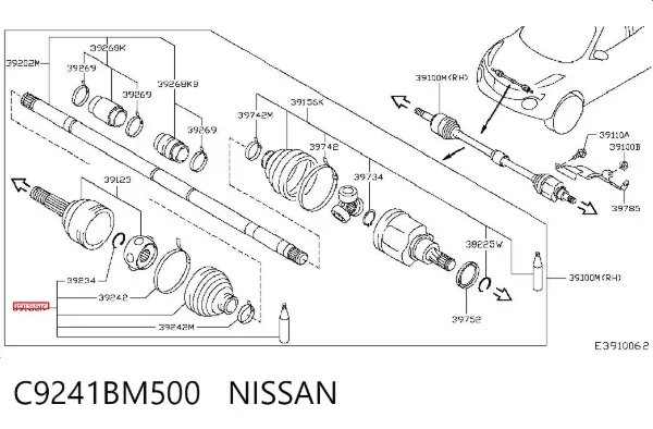 Fuelle de palier delantero exterior C9241BM500 Nissan/Infiniti