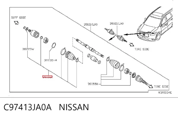 Fuelle de semieje delantero interior C97413JA0A Nissan/Infiniti
