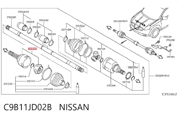 Junta homocinetica C9B11JD02B Nissan/Infiniti