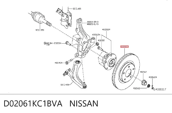 Disco de freno D02061KC1BVA Nissan/Infiniti