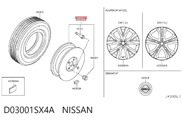 Llantas D03001SX4A Nissan/Infiniti