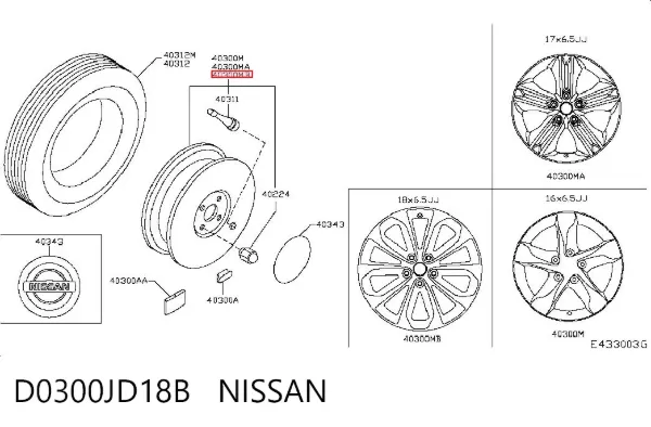 Llantas D0300JD18B Nissan/Infiniti
