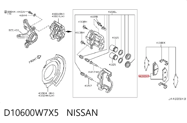 Pastillas de freno D10600W7X5 Nissan/Infiniti