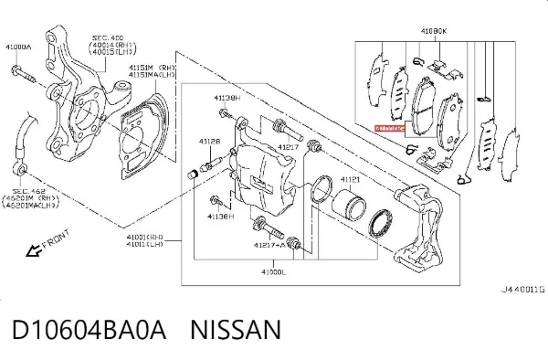 Pastillas de freno D10604BA0A Nissan/Infiniti