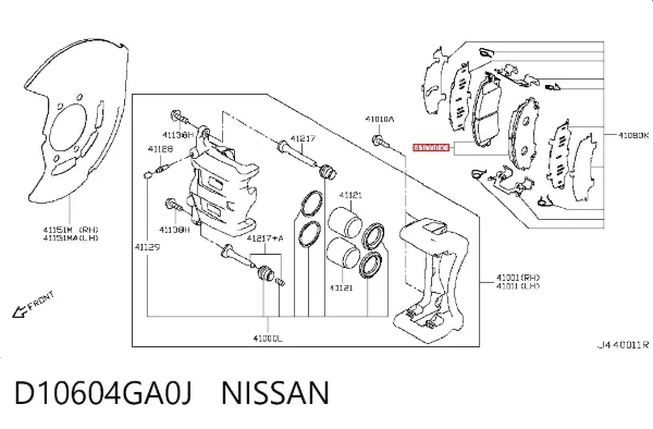 Pastillas de freno D10604GA0J Nissan/Infiniti