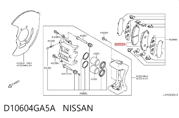 Pastillas de freno D10604GA5A Nissan/Infiniti