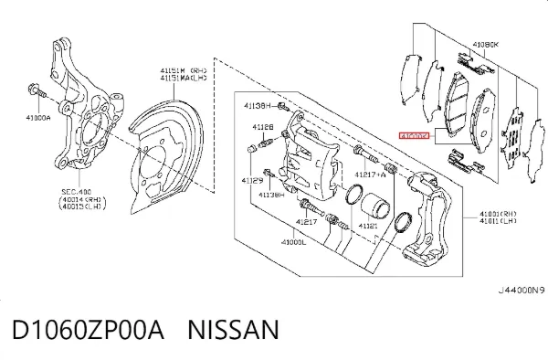 Pastillas de freno D1060ZP00A Nissan/Infiniti