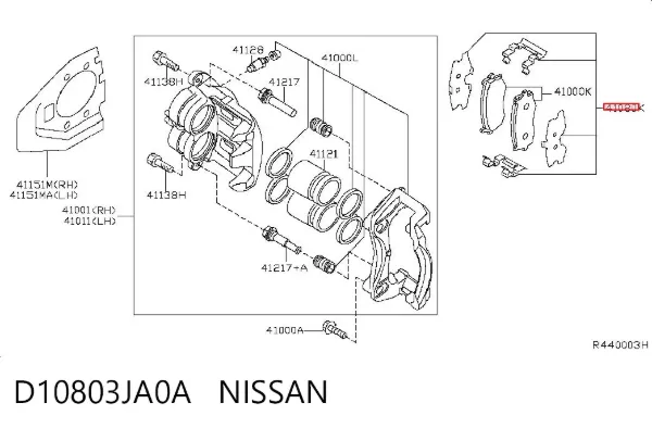 Chapa antirruido de fijación de la pastilla de freno delantera D10803JA0A Nissan/Infiniti