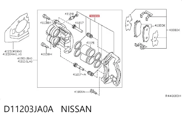 Kit de reparación de pinzas de freno D11203JA0A Nissan/Infiniti