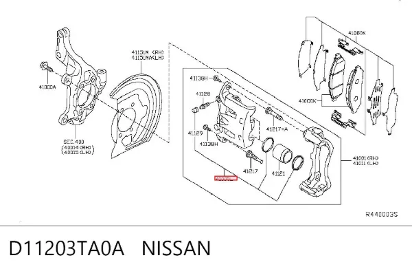 Kit de reparación de pinzas de freno Nissan Altima L33