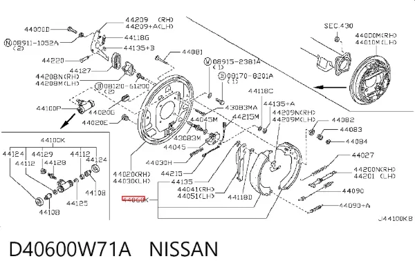 Zapatas de freno D40600W71A Nissan/Infiniti
