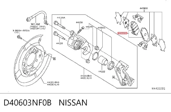 Pastillas de freno traseras D40603NF0B Nissan/Infiniti