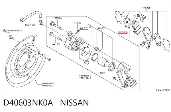 Pastillas de freno traseras D40603NK0A Nissan/Infiniti