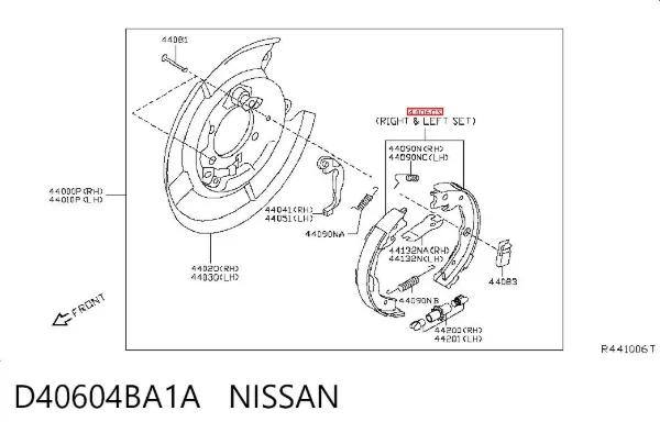 Zapatas de freno de mano D40604BA1A Nissan/Infiniti