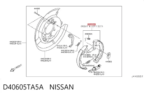 Zapatas de freno de mano D40605TA5A Nissan/Infiniti