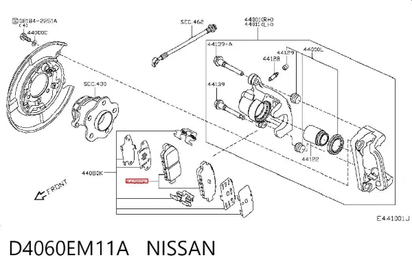 Pastillas de freno traseras D4060EM11A Nissan/Infiniti