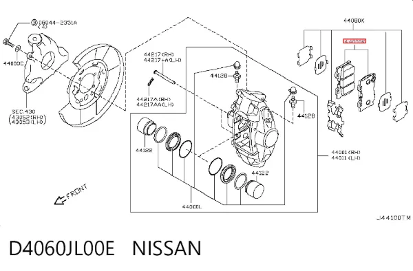 Pastillas de freno traseras D4060JL00E Nissan/Infiniti