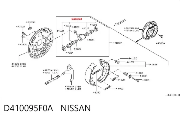 Juego de reparación de cilindro de freno trasero D410095F0A Nissan/Infiniti