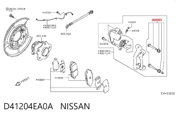 Kit de reparación de pinzas de freno D41204EA0A Nissan/Infiniti