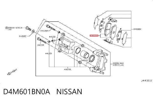 Pastillas de freno traseras D4M601BN0A Nissan/Infiniti
