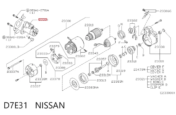 Motor de arranque D7E31 Nissan/Infiniti