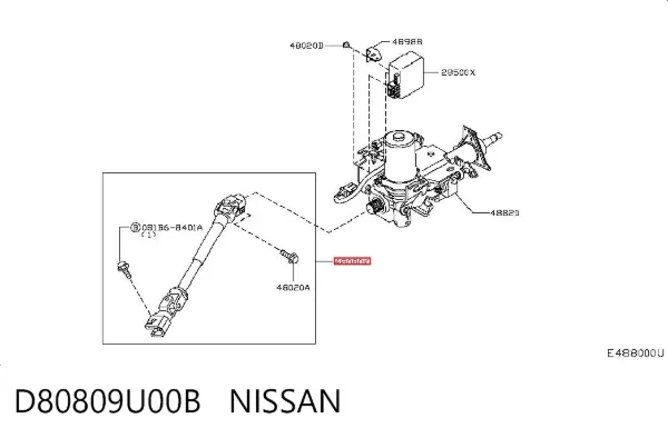 Eje inferior de la columna de dirección D80809U00B Nissan/Infiniti