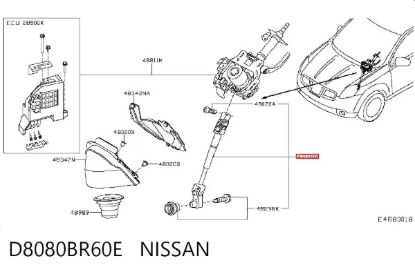 Eje inferior de la columna de dirección D8080BR60E Nissan/Infiniti