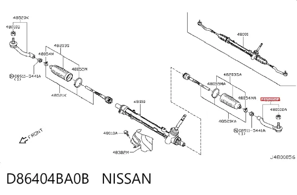 Rótula barra de dirección D86404BA0B Nissan/Infiniti
