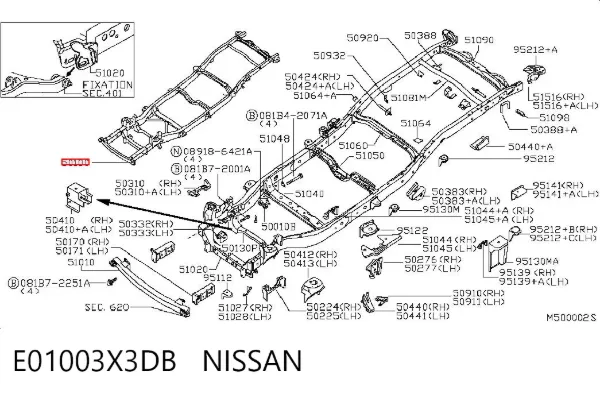 Bastidor de la carrocería E01003X3DB Nissan/Infiniti