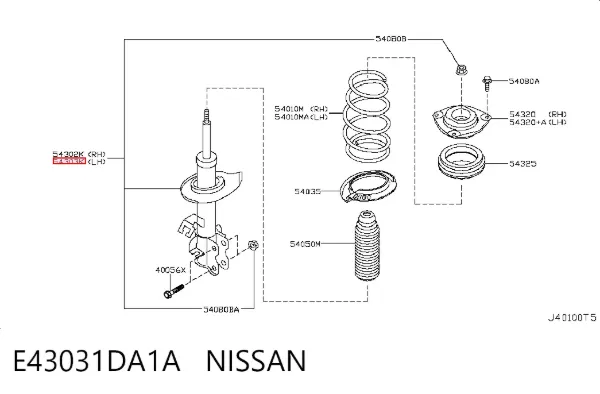 Amortiguador delantero izquierdo E43031DA1A Nissan/Infiniti