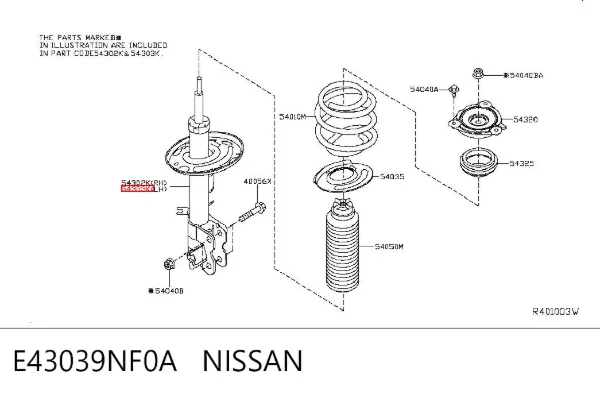 Amortiguador delantero izquierdo E43039NF0A Nissan/Infiniti