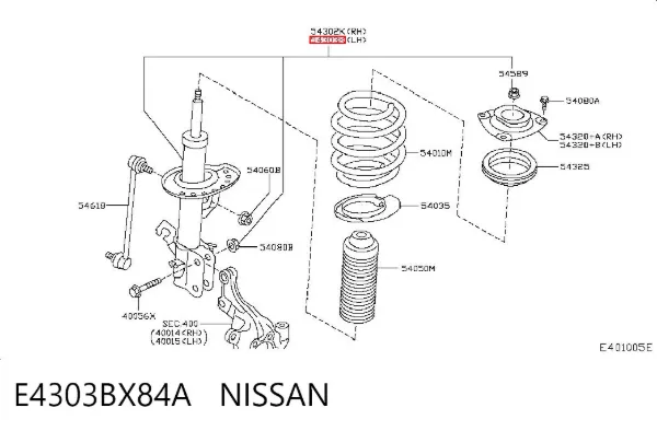 Amortiguador delantero izquierdo E4303BX84A Nissan/Infiniti