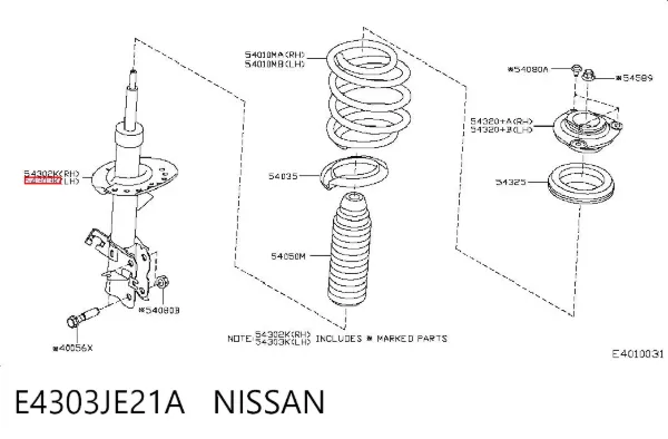 Amortiguador delantero izquierdo E4303JE21A Nissan/Infiniti