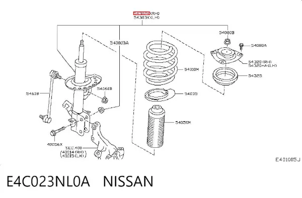 Amortiguador delantero derecho E4C023NL0A Nissan/Infiniti