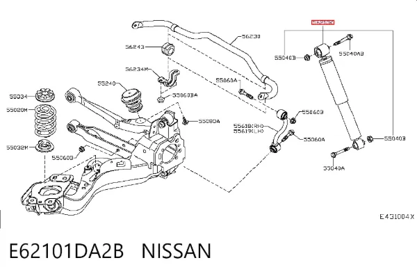 Amortiguador trasero E62101DA2B Nissan/Infiniti
