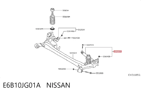 Amortiguador trasero E6B10JG01A Nissan/Infiniti