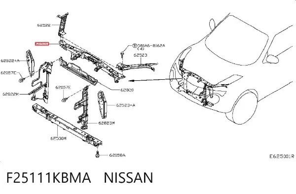 Soporte de radiador superior F25111KBMA Nissan/Infiniti