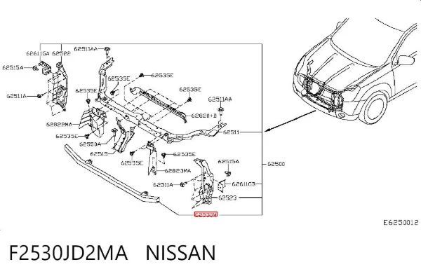 Soporte inferior del radiador (panel de montaje de faros) F2530JD2MA Nissan/Infiniti