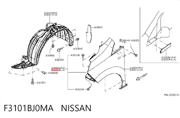 Aleta delantera izquierda F3101BJ0MA Nissan/Infiniti
