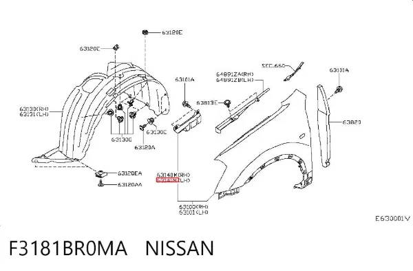 Soporte exterior izquierdo del parachoques delantero F3181BR0MA Nissan/Infiniti