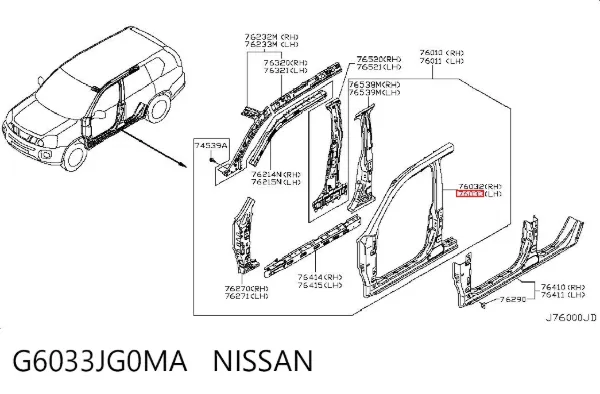 Marco de puerta delantera izquierda G6033JG0MA Nissan/Infiniti