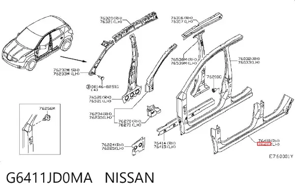 Umbral exterior izquierdo G6411JD0MA Nissan/Infiniti
