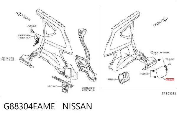 Tapa de la gasolina G88304EAME Nissan/Infiniti
