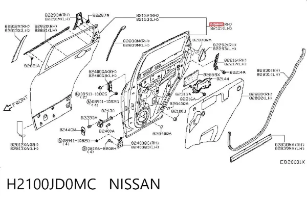 Puerta trasera derecha H2100JD0MC Nissan/Infiniti