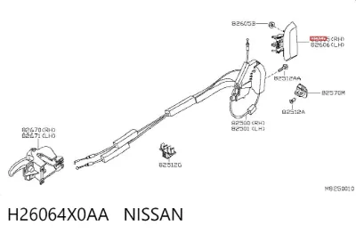 Manija exterior derecha de puerta trasera NISSAN H26064X0AA
