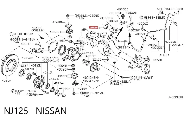 Retén del semieje delantero NJ125 Nissan/Infiniti