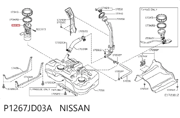 Bomba de gasolina P1267JD03A Nissan/Infiniti