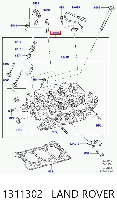 Culata derecha 1311302 Land Rover